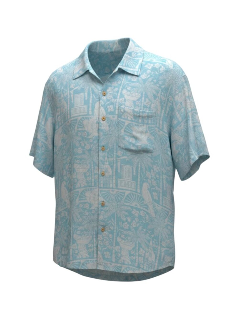 Kenny Flowers Men's XL Hawaiian Shirt Light Blue